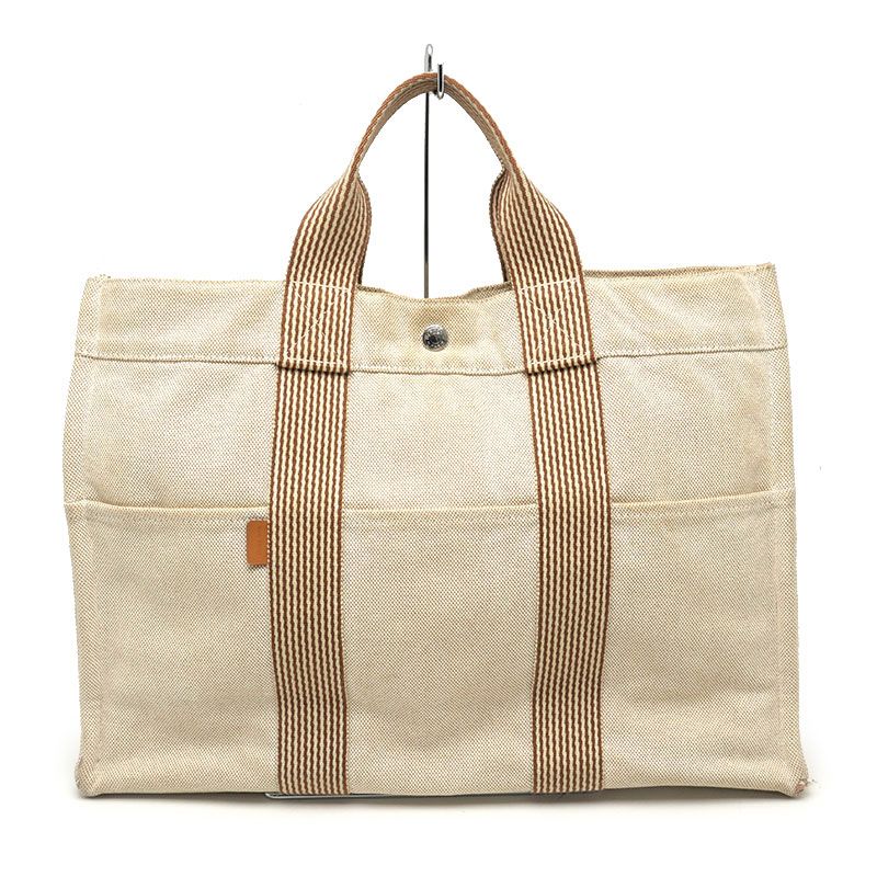 Hermes New Fourre Tout MM Canvas Tote Beige A4 Size