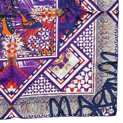 Christian DIOR Stole Shawl Scarf Accessories Small Silk Pattern Purple Multicolo