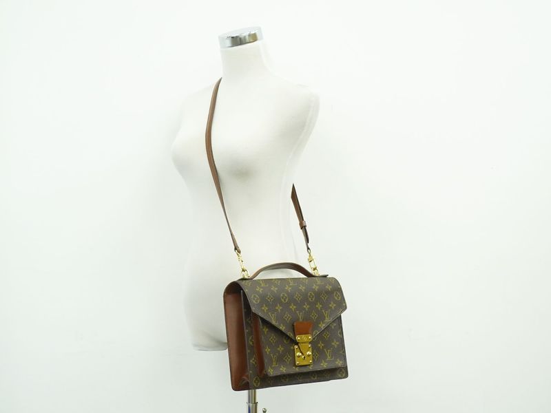 Authentic Louis Vuitton LV Monogram 2WAY Shoulder Bag Handbag Brown M51185