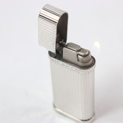 Cartier Godron Stripe Pattern Oval Shape Gas Lighter Smoking Tool