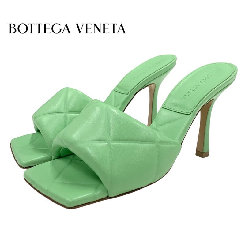 Bottega Veneta Lido Sandals Shoes Leather Light Green Mules Intrecciato