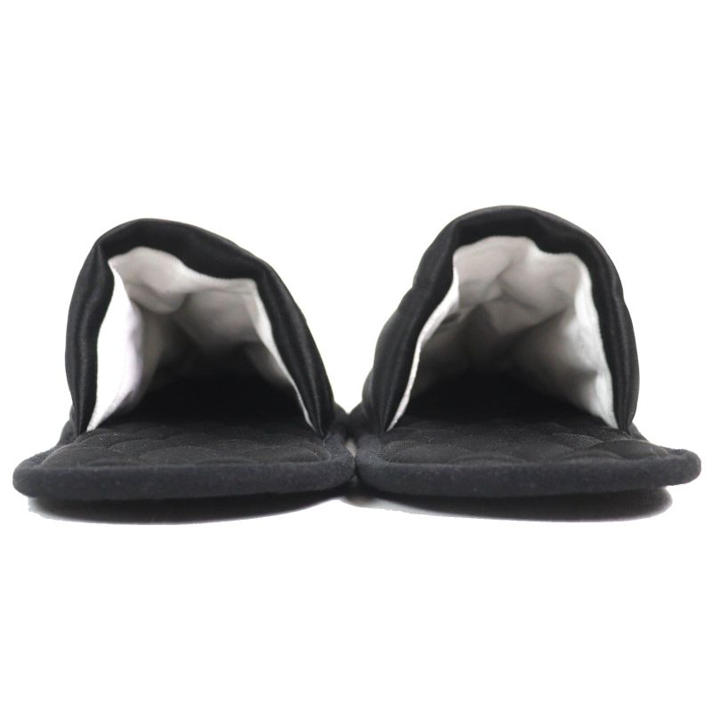 Louis Vuitton LV Sweet Line Logo Embroidery Satin Slippers Room Shoes Black