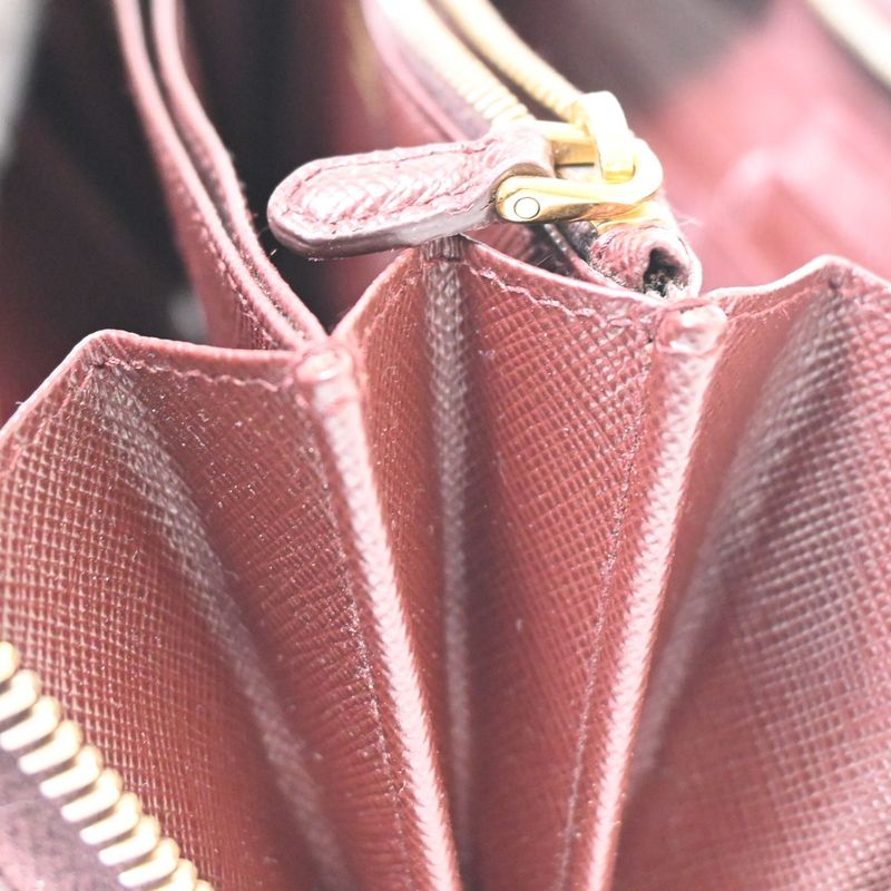 Prada Long Wallet Round Zipper Bordeaux Leather 02bs192