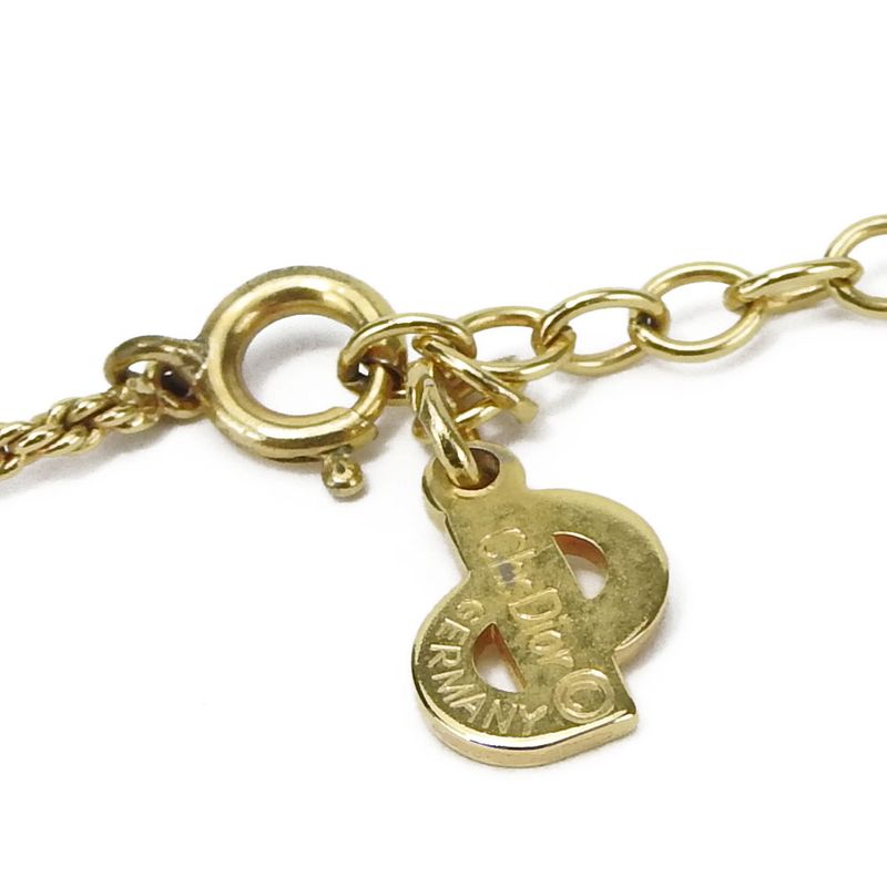 Christian Dior Necklace Metal Gold Silver Plated Accessories Logo Ladies Women