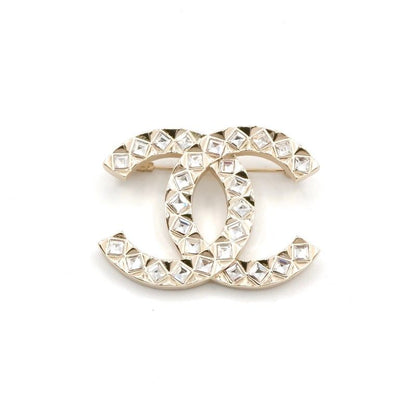 Chanel Brooch Corsage Gold Here Mark Rhinestone
