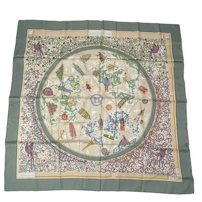 Hermes Carre 90 Wwwhermescom World Map Scarf Silk Green