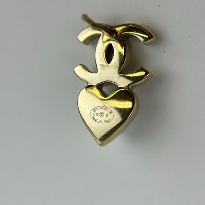 Chanel Coco Mark Accessories Earrings Silver White Jade Heart B19B Vintage