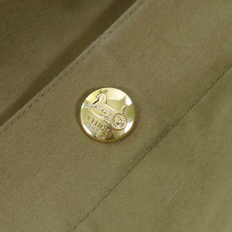 Celine 2r61c575p Cotton Logo Button Cotton Twill Safari Dress Short Sleeve