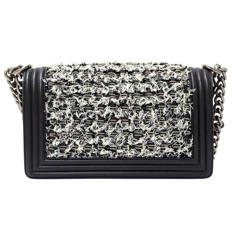 Chanel Bag Boy Chanel Women's Brand Shoulder Bag Tweed Leather Black White