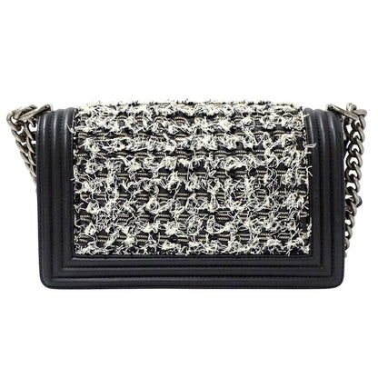 Chanel Bag Boy Chanel Women's Brand Shoulder Bag Tweed Leather Black White