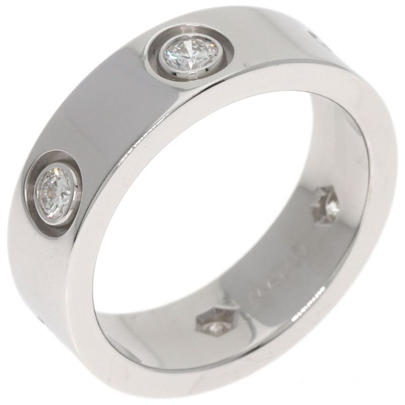 Cartier Love Ring Full Diamond #50 Ring - 18K White Gold Ladies