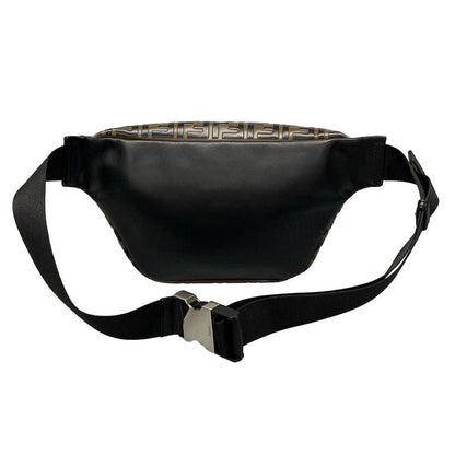 Fendi Waist Pouch Zucca Pattern 7va434 Dark Brown And Black Leather