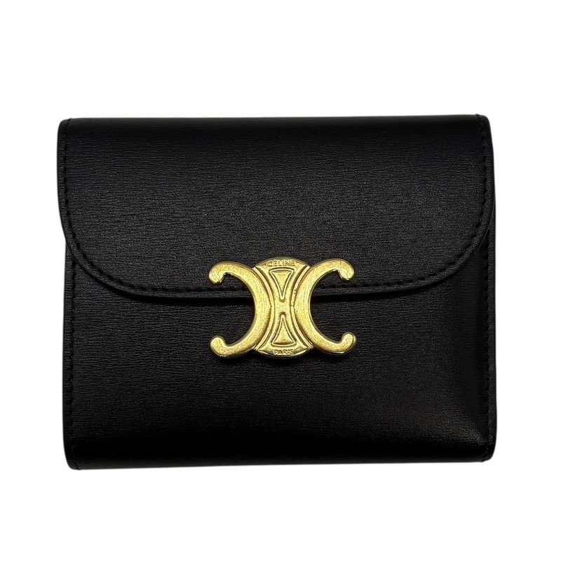 2992 Celine Small Flap Wallet Triomphe Shiny Calfskin 10d783dpv.38no Trifold