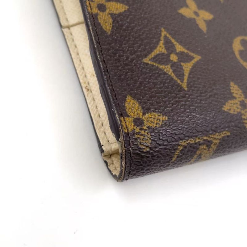 Louis Vuitton Portefeuille Antholite Monogram PVC Brown Folded Long Wallet Gold