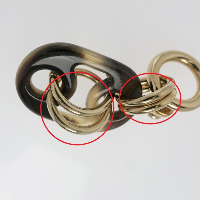 Hermes Yulidice PM Earrings Buffalo Horn Pair Brown Gold Hardware