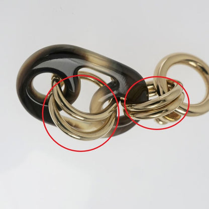 Hermes Yulidice PM Earrings Buffalo Horn Pair Brown Gold Hardware