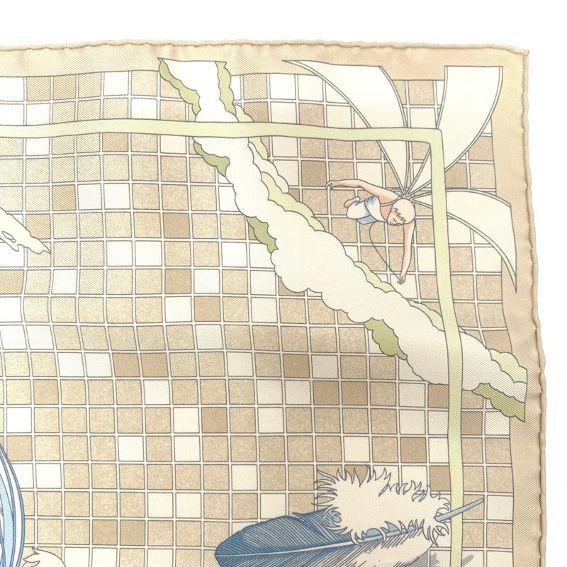 Hermes Carre 45 Dajarlecant Flying Technique Handkerchief Scarf 100% Silk