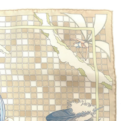 Hermes Carre 45 Dajarlecant Flying Technique Handkerchief Scarf 100% Silk