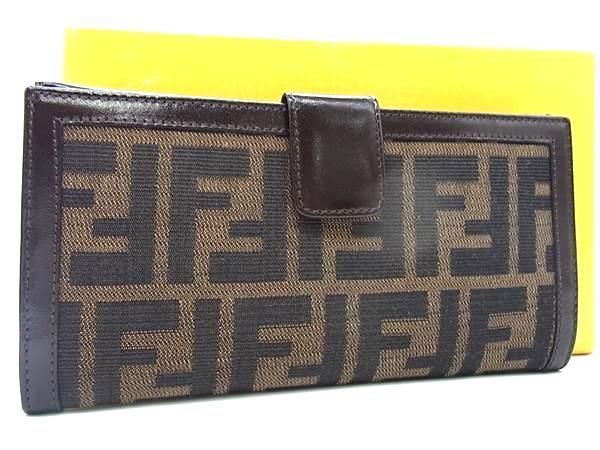 Bound With Fendi Zucca Pattern Nylon Canvas And Leather Wallet Brown Fa7151