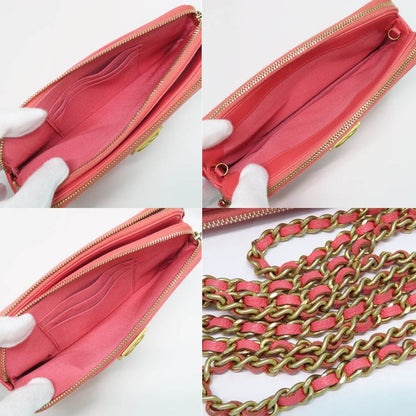 Chanel Boy Chanel Chain Clutch A84069 Wallet Bag Caviar Skin Pink