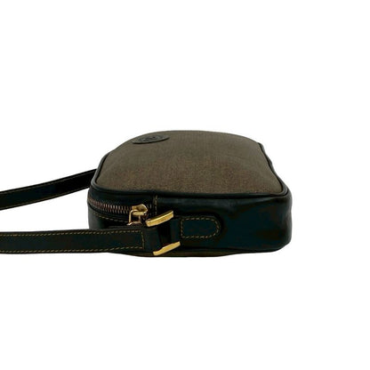 Fendi Vintage FF Logo Motif Leather Mini Shoulder Bag Pochette Sacoche Brown