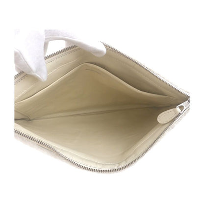 Balenciaga Shearling Logo White Silver Hardware Mouton 492681 Clutch Bag