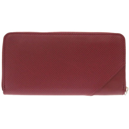 Bottega Veneta Marco Polo Leather Bordeaux 573431 Round Zipper Long Wallet Red