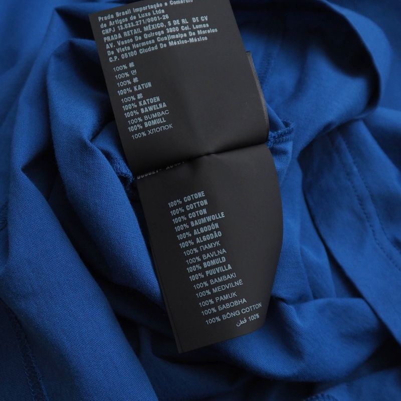 Prada Short Sleeve T-shirt Size M Triangle Patch Crew Neck Chest Pocket