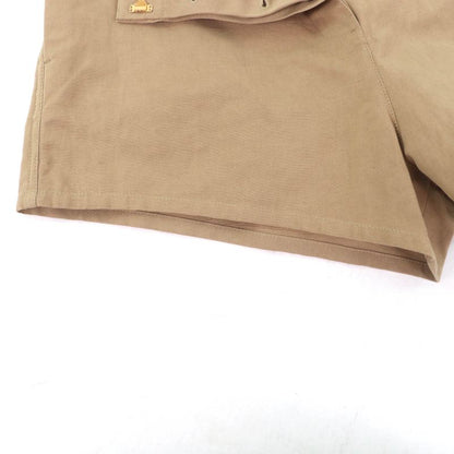 Prada 2023 P279h Panama Cotton Linen Blend Belt Design Shorts Brown 36 Made In