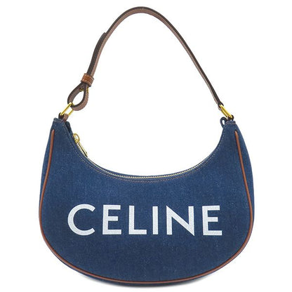 Celine Handbag Ava Denim Calf Navy×tan Gold Hardware Navy Blue Brown 193952dka