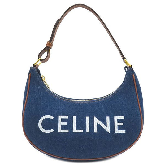Celine Handbag Ava Denim Calf Navy×tan Gold Hardware Navy Blue Brown 193952dka