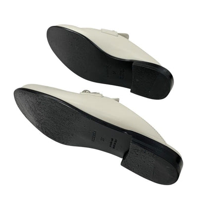 Hermes Jota Flat Shoes Leather Ivory Silver Kelly Hardware Mule Slipper Sandals