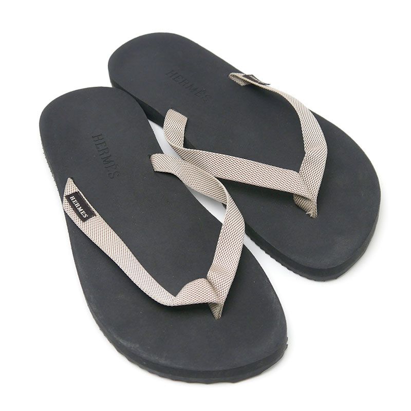 Hermes Flip Flops Isorella Black And Gray Approx H26cm (10.24in) X W10cm