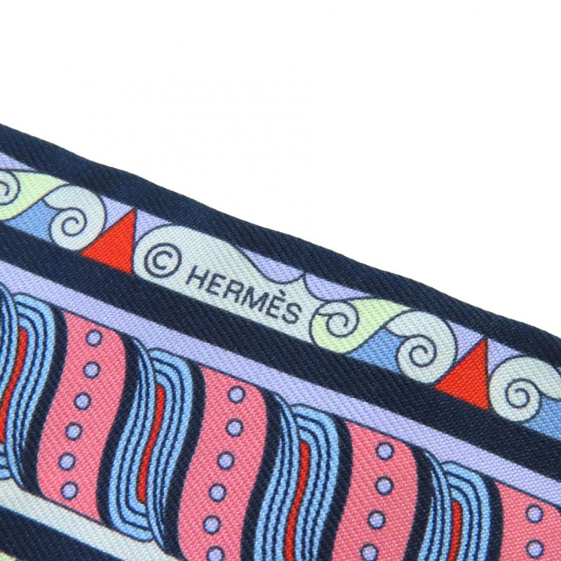 Hermes 063853s Harnais En Rosace Harness Rose Window 100% Silk Marine/rose/jaun