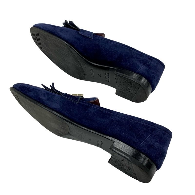 Hermes Royale Loafer Leather Shoes Suede Navy Gold Moccasin Flat Shoes Hhardware