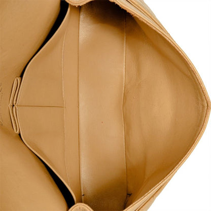 Chanel Matelasse 25 W Flap Chain Shoulder Bag Lamb Skin A01112 Beige Silver