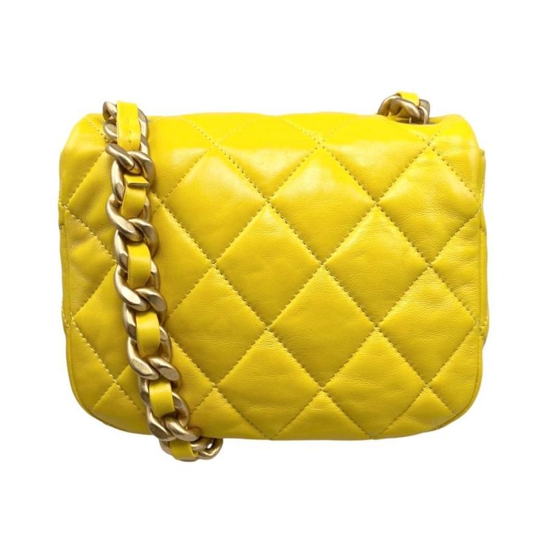 Chanel Shoulder Bag Mini Flap Bag As3205 Matelasse Lambskin Coco Mark Yellow