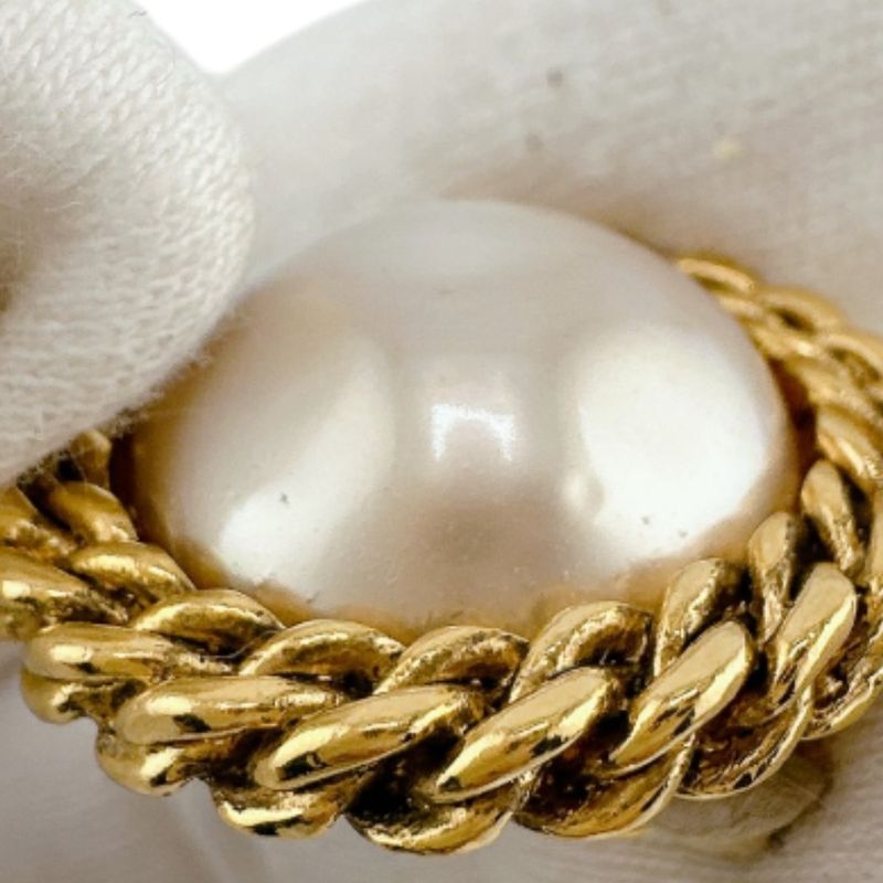 Chanel Vintage Faux Pearl Earrings Chanel Gold With Box