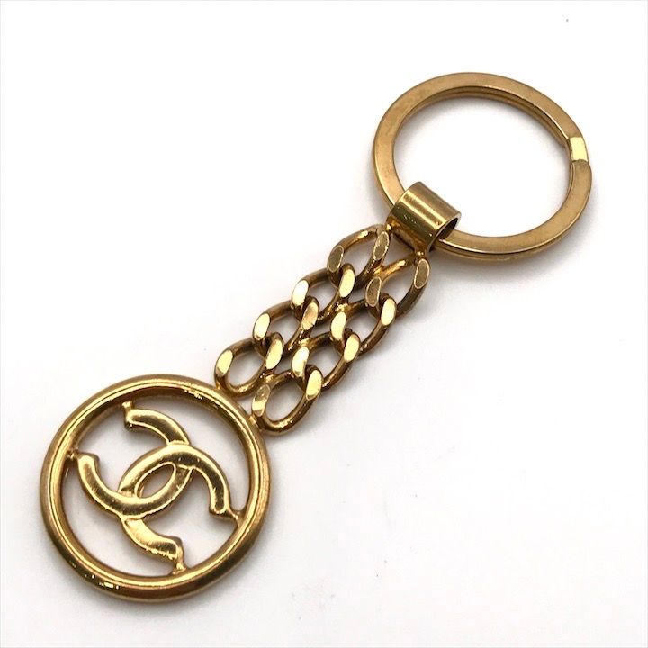 Chanel Circle CC Logo Chain Key Holder Key Ring Gold