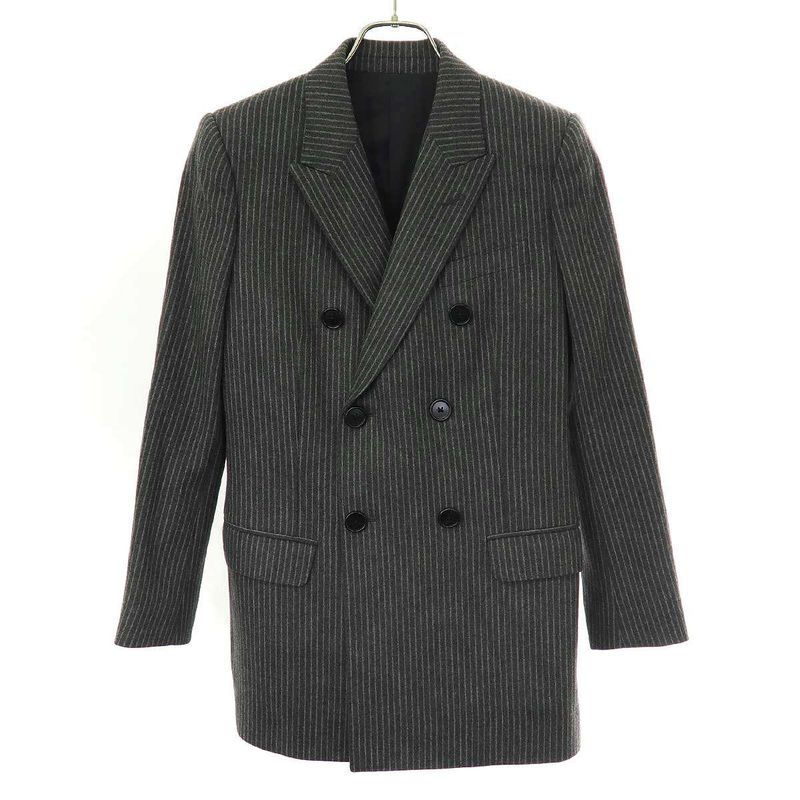 Celine Striped Wool Double Breasted Jacket 2v120065k Grey 34
