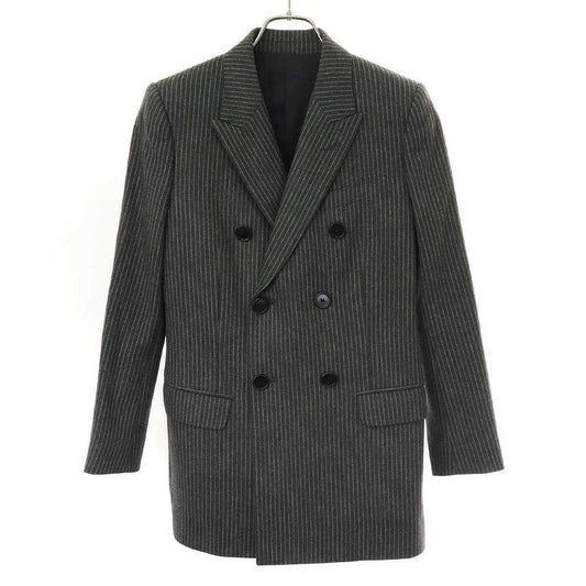 Celine Striped Wool Double Breasted Jacket 2v120065k Grey 34