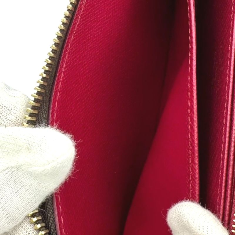 Louis Vuitton M41895 Monogram Round Zipper Fuchsia Long Wallet Louis Vuitton