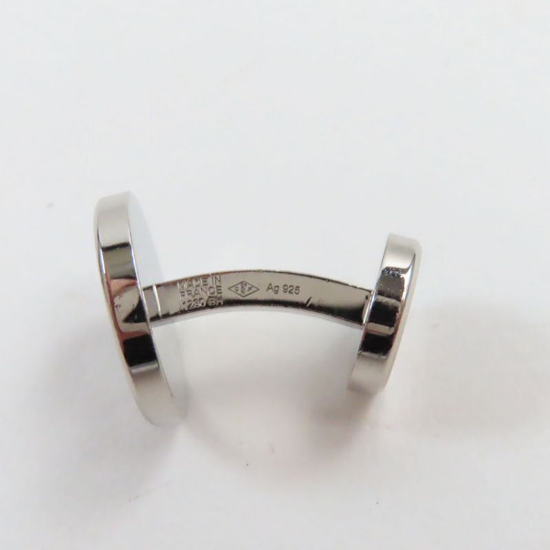 Cartier Ag925 Logo Engraved Round Shape Cufflinks Button Silver