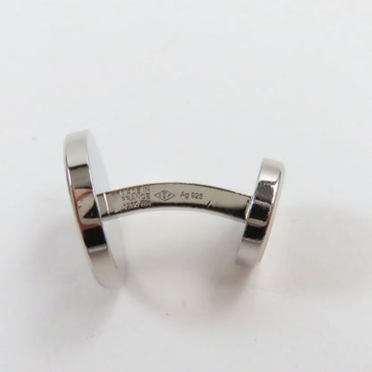 Cartier Ag925 Logo Engraved Round Shape Cufflinks Button Silver