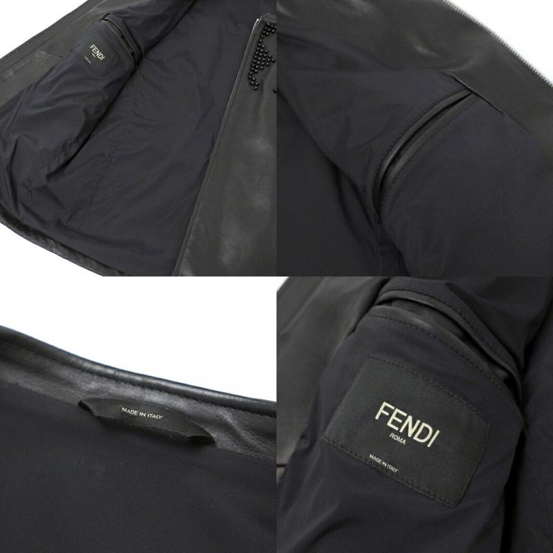 Fendi Monster Jacket Size 48 Bugs Studded Leather Single Riders Jacket Made In