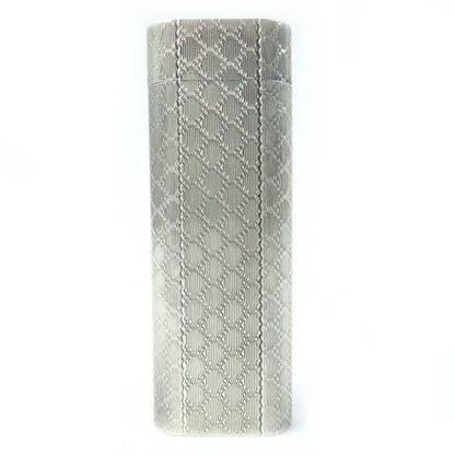 Cartier Plaid Oval Gas Lighter Smoking Goods Silver Made In Switzerland Men's