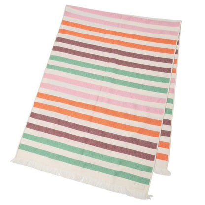 Hermes Shawl Large Shawl Scarf All Cashmere Leather Fringe Striped Ivory