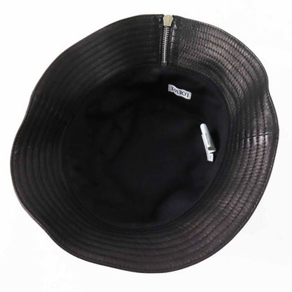 LOEWE Anagram Leather Lamb Leather Hat With Patches Hat Black Silver Hardware