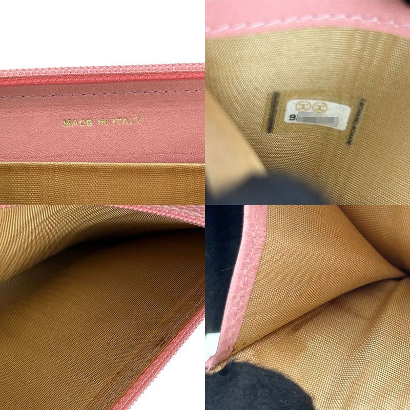 Chanel Round Zipper Long Wallet Caviar Skin 9th Coco Mark Long Wallet Leather