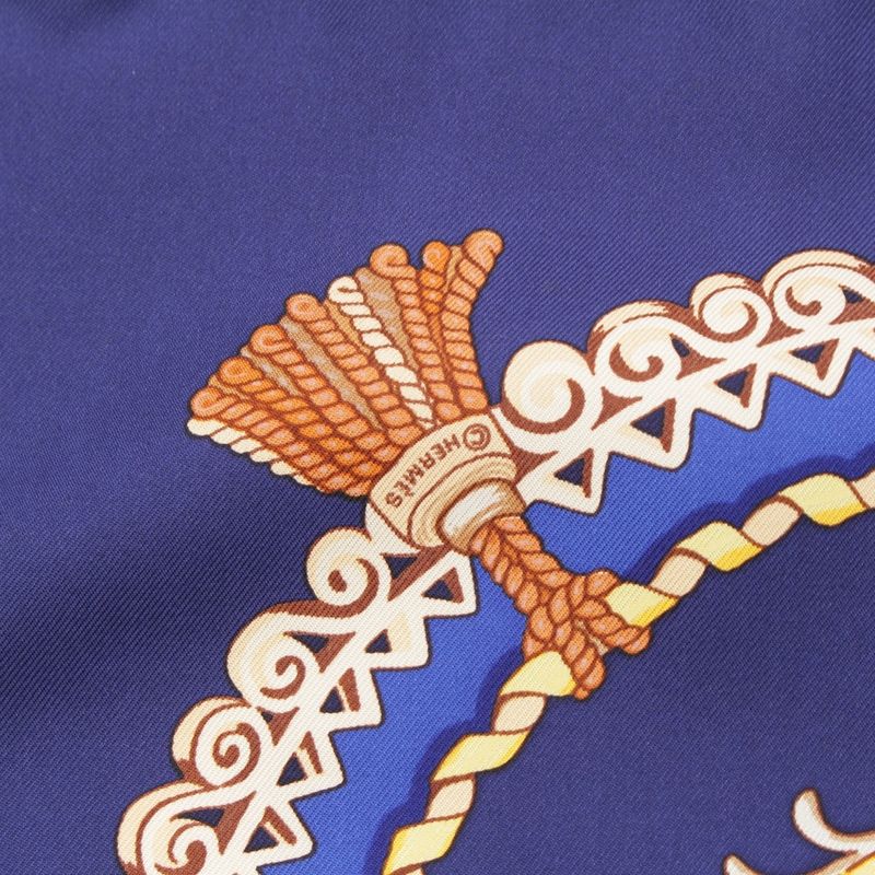Hermes Carre 90 Paperoles Papoule Carriages And Nobles Silk Scarf Navy